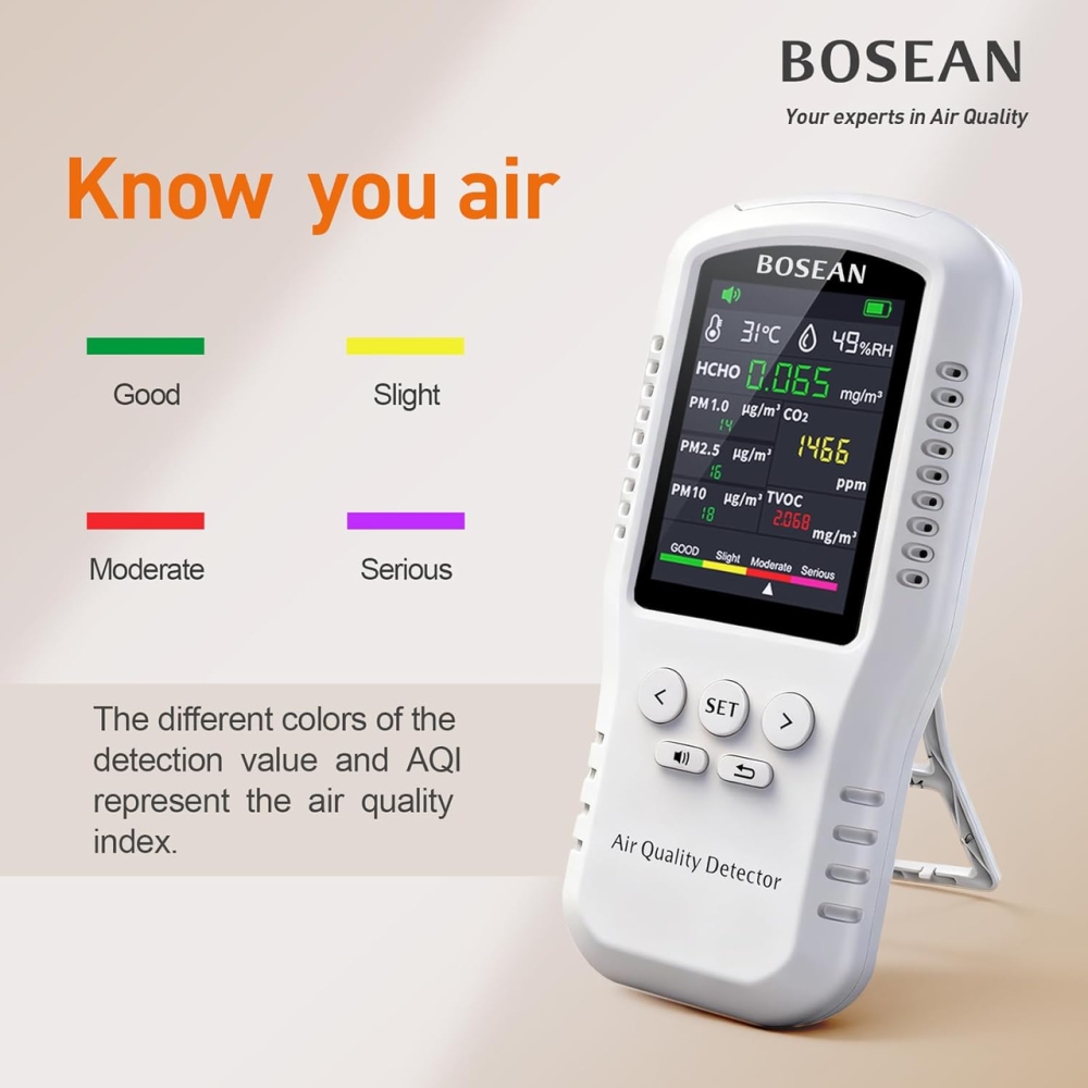 Анализатор качества воздуха BOSEAN 9 в 1 мультифункциональный детектор CO2, формальдегида, PM2.5, PM10, температуры и влажности Киев - изображение 8