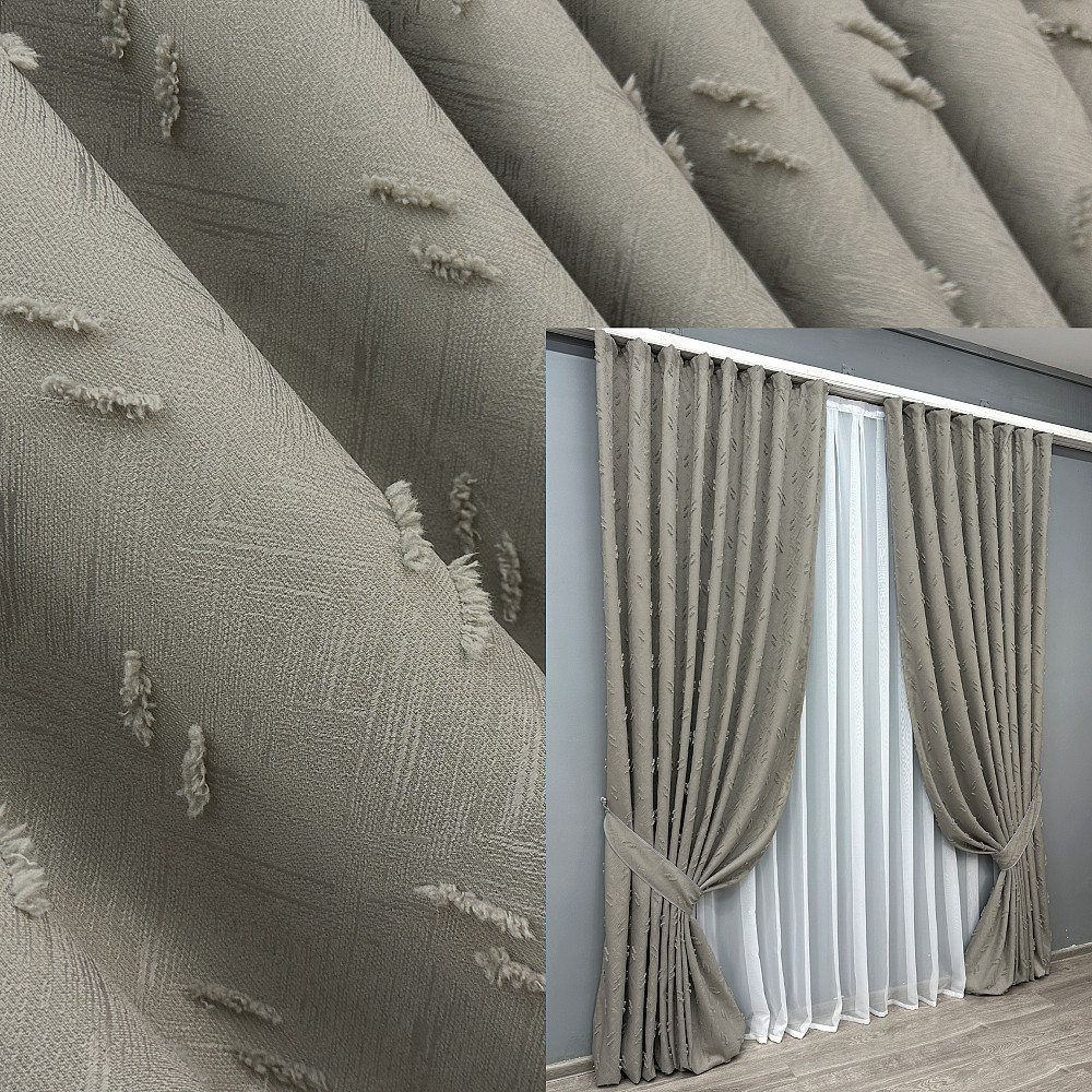 Комплект штор VR-Textil Лен Букле № 1888ш Серый 150х290 см 2 шт (33-0920) Киев - изображение 1