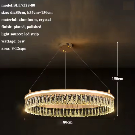 Люстра світлодіодна стельова Кришталеве коло PJ915 (Золотистий) 80см Київ - фото 4