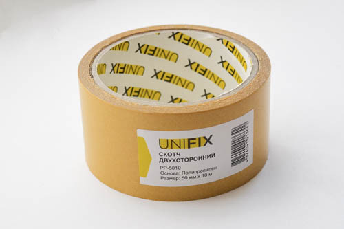 Стрічка клейка двостороння на поліпропіленовій основі 50 мм*10 м UNIFIX Рівне - фото 1