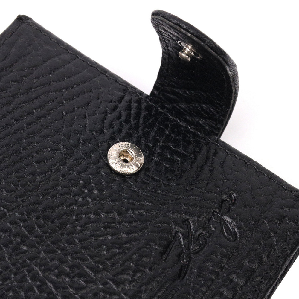 Класичний чоловічий гаманець з хлястиком із натуральної шкіри KARYA 21079 Чорний Київ - фото 7