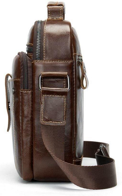 Сумка мужская гладкая Коричневая (Vintage) Киев - изображение 12