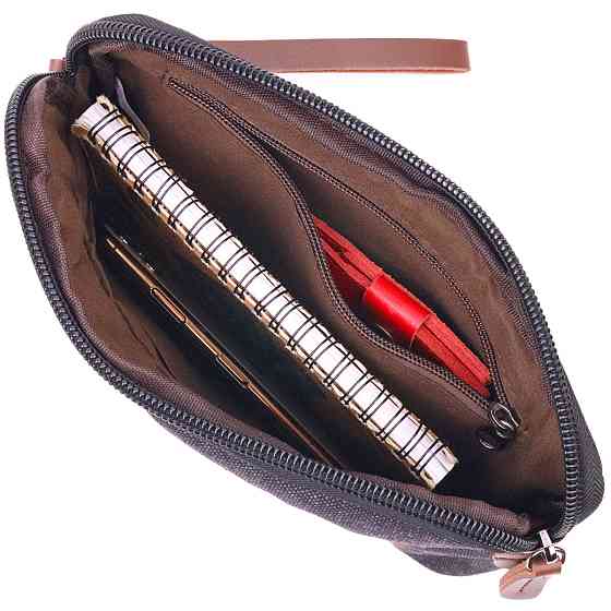 Зручна чоловіча барсетка текстильна 21258 Vintage Чорна Київ