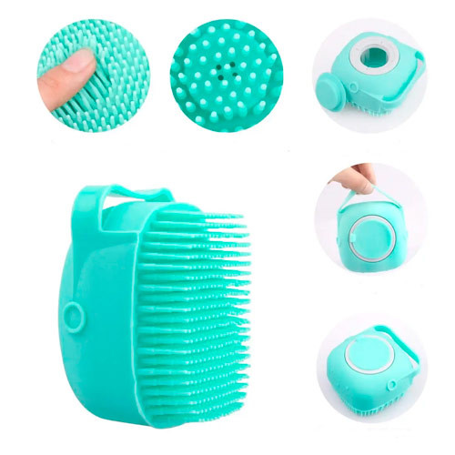 Щітка масажна для купання тварин з ємністю для шампуню, силіконова Вінниця - фото 1