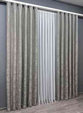 Комплект готових штор VR-Textil Жакард Sultan № 869ш Світло-сірий 100х290 см 2 шт (31-818) Київ