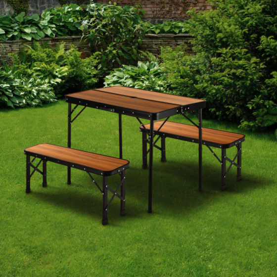 Стіл туристичний розкладний Outtec + 2 лавки коричневий Киев