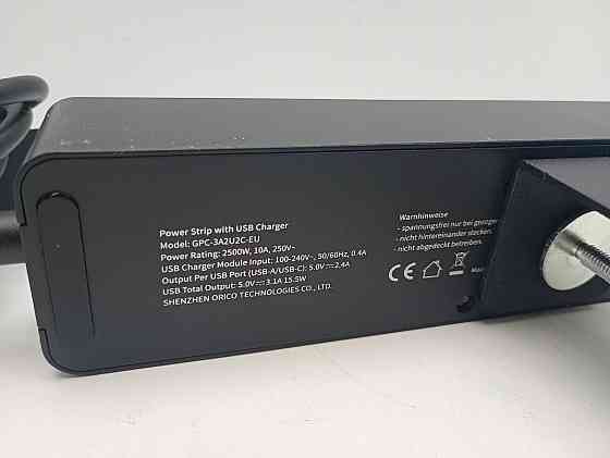 Мережевий подовжувач з кріпленням до столу 7-в-1: 3 розетки + 2 USB-A + 2 USB-C Ntonpower 1.5м (товар вживаний) Луцк