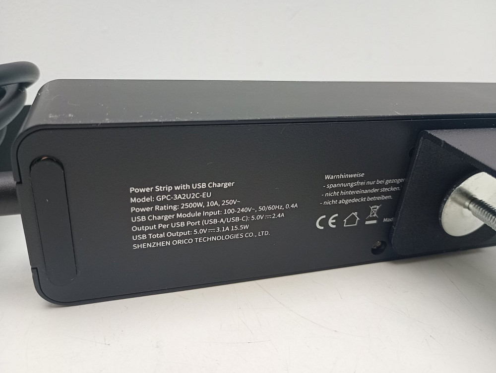 Мережевий подовжувач з кріпленням до столу 7-в-1: 3 розетки + 2 USB-A + 2 USB-C Ntonpower 1.5м (товар вживаний) Луцк - изображение 3