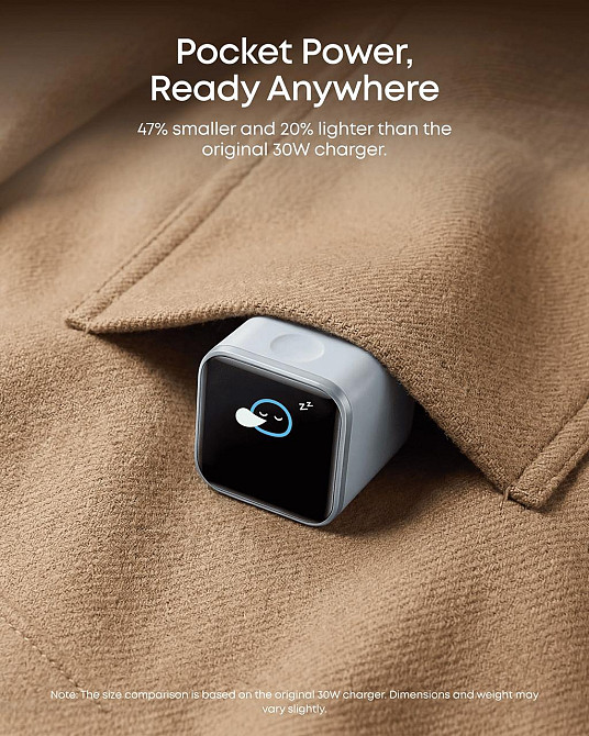 Мережевий зарядний пристрій Anker Nano Charger 45 W USB-C Smart Display Black (A121DG11) ( 14550 ) Харків - фото 6