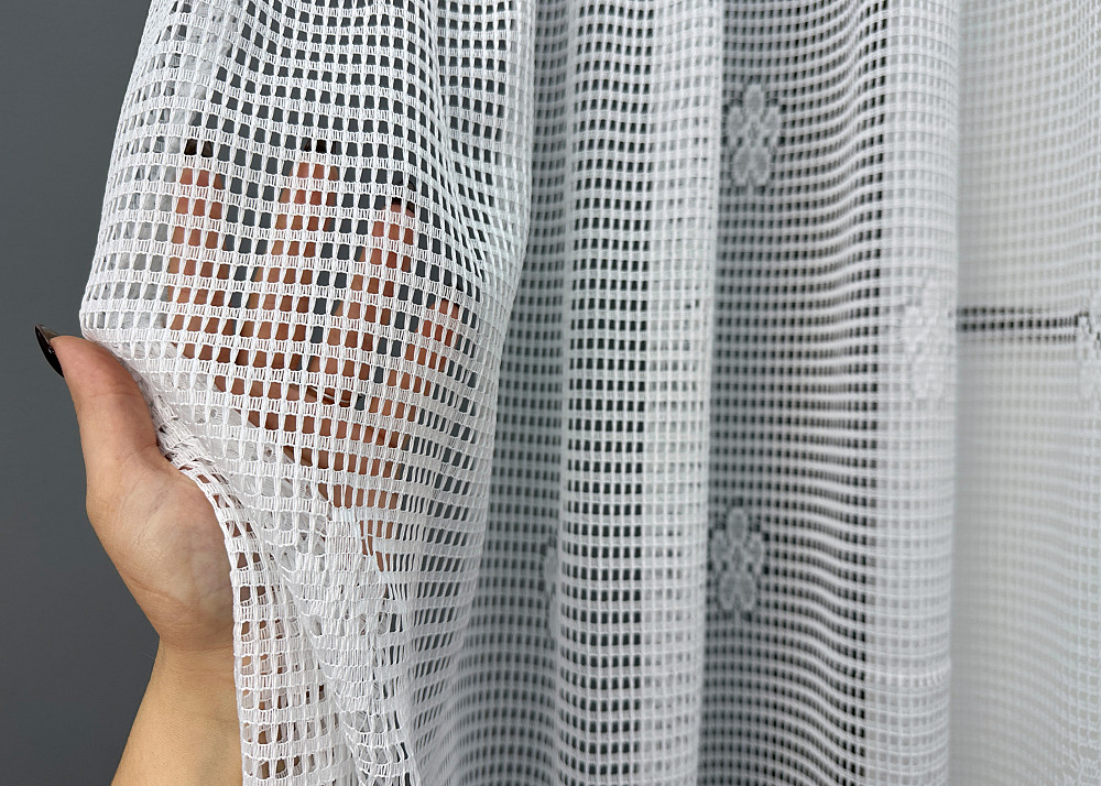 Тюль сітка VR-Textil Juli № 1875т Арка на кухню колір білий з салатовим 400х150 см (53-0152) Київ - фото 3