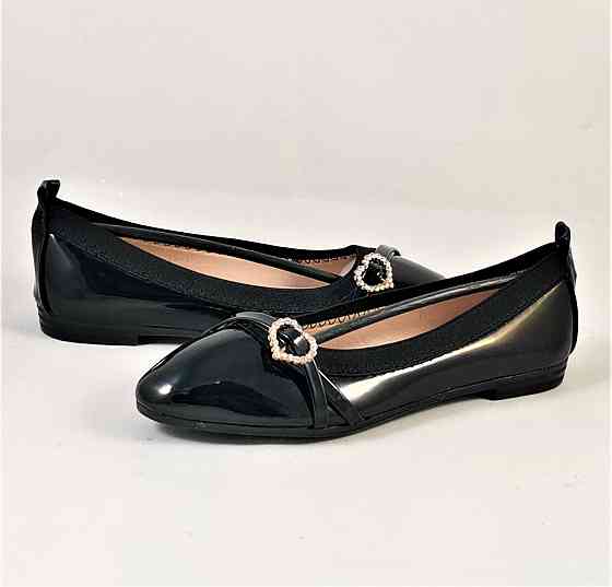 Женские Балетки Чёрные Мокасины Туфли Лаковые (размеры: 36,37,38,39,40) - 9-1 Днепр