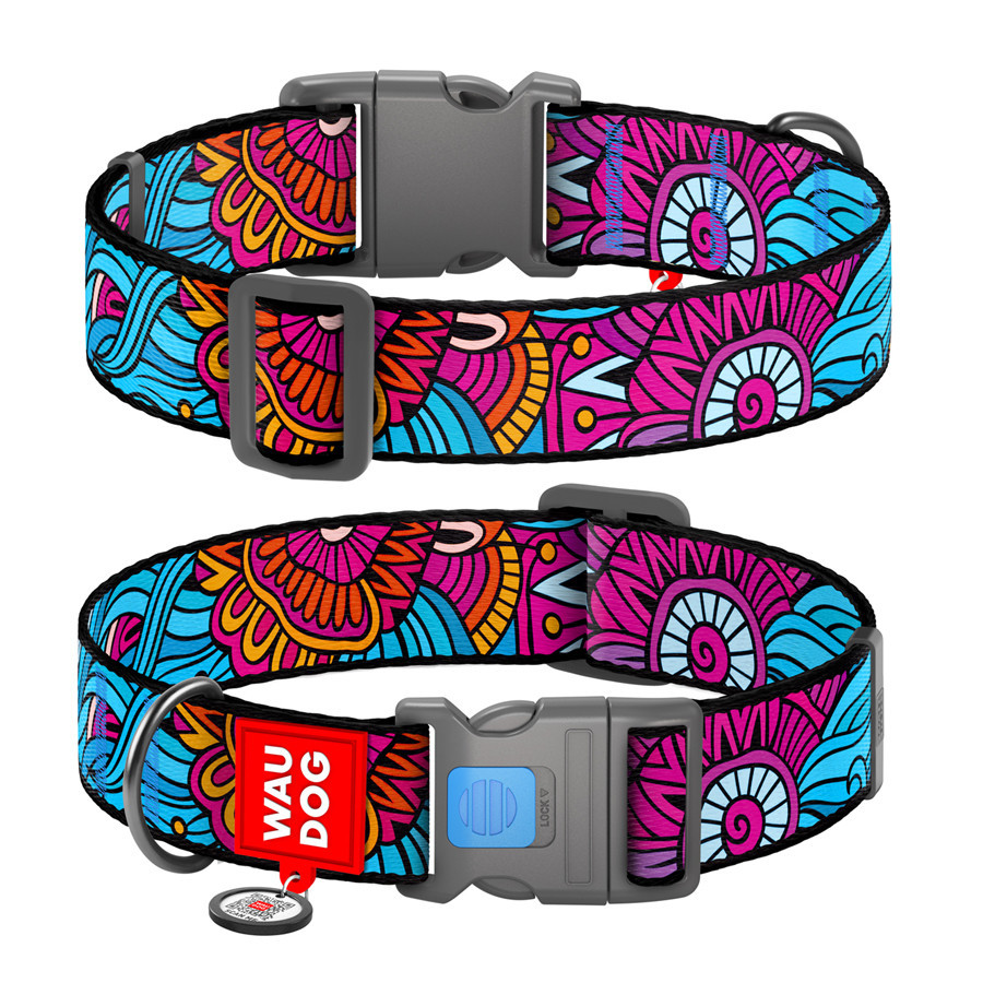 Нашийник для собак нейлоновий WAUDOG Nylon з QR-паспортом, малюнок "Літо", пластиковий фастекс, XXL, Ш 35 мм Вінниця - фото 1