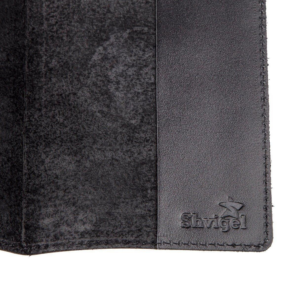 Шкіряна обкладинка на паспорт з картою і рамкою SHVIGEL 13982 Чорна Київ - фото 5