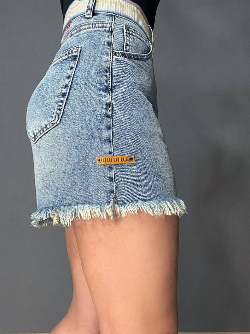 Шорты женские джинсовые Vanver 268 короткие с бахромой и ремнем голубые, голубой, 30, 30, 78 см, 104 см Киев - изображение 2