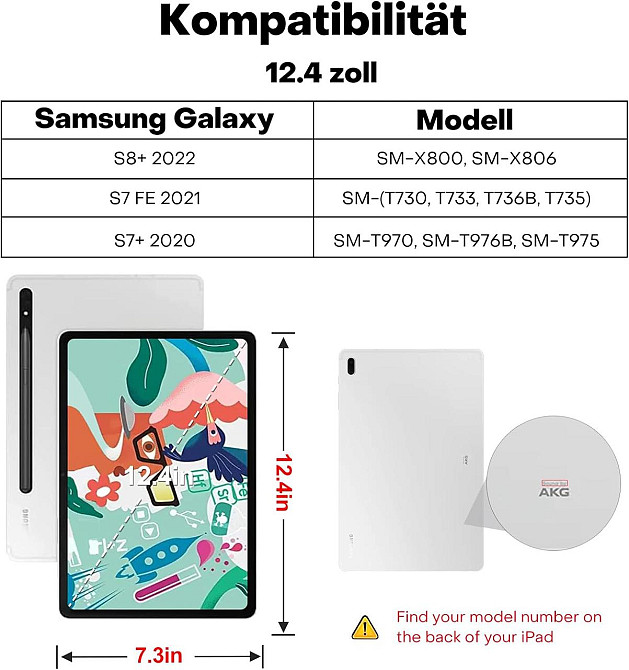 Магнитный чехол-книга с клавиатурой для Samsung Galaxy Tab S7 FE/S7+/S8+ 12.4