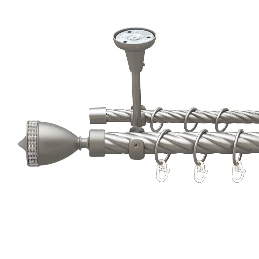 Карниз Orvit Етернія металевий дворядний відкритий до стелі скручена труба кільце металеве Сатин 25\16 мм 300 Львов - изображение 1