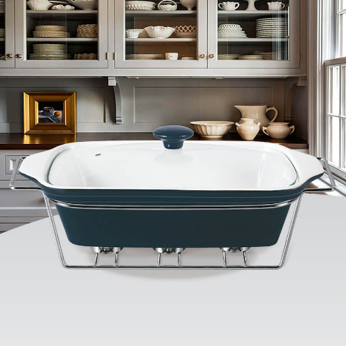 Марміт прямокутний 2,2л 33,75см кераміка скляна кришка + метал.підставка чорний MR-11361-73 Maestro Житомир - фото 2