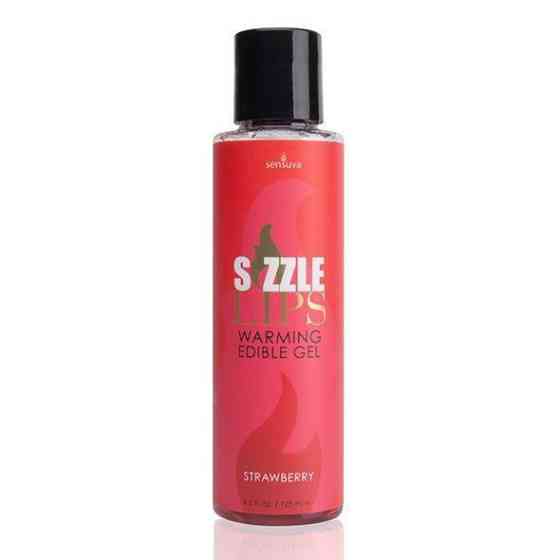 Зігрівальний масажний гель Sensuva Sizzle Lips Strawberry (125 мл), без цукру, їстівний Sex Aura Київ