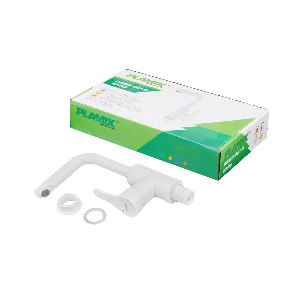 Змішувач для умивальника Plamix Diego-001-G White    ( PM0656 ) 30071 Харків - фото 5