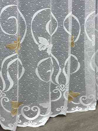 Тюль жакард колір білий з коричневим 1886т Київ
