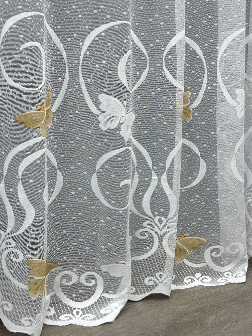 Тюль жаккард цвет белый с коричневым 1886т Киев - изображение 5