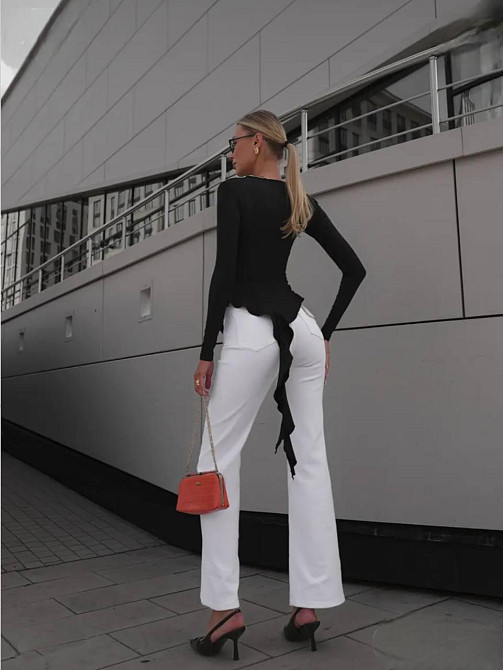 Женский стильный асимметричный лонгслив со шлейфом микродайвинг Черный Одесса - изображение 4