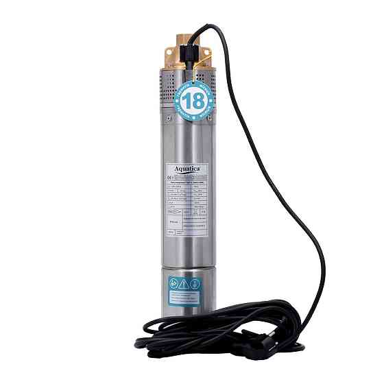 Насос вихровий 0.75кВт H 58 (34)м Q 45(20)л/хв Ø96мм 10м кабелю AQUATICA 4SKm100M (778311) Рівне