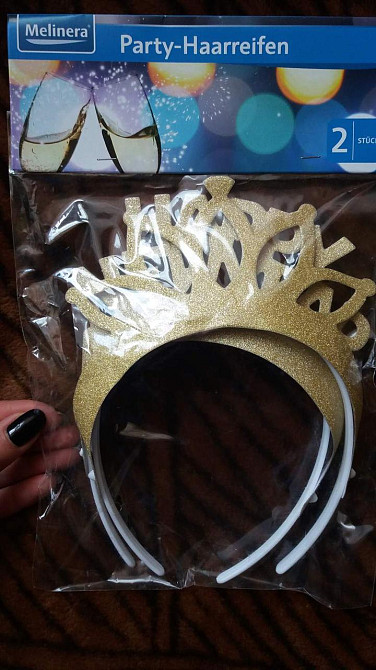 Новорічний обруч Melinera 2 штуки універсальний золотистий Київ - фото 1