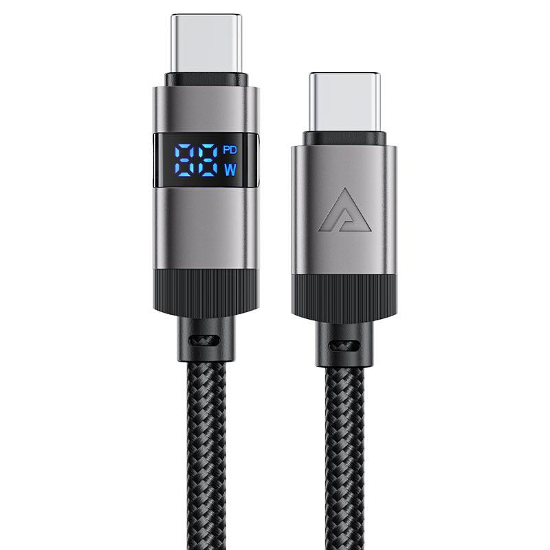 Кабель ACEFAST C15-03 USB-C to USB-C zinc alloy digital display braided charging data cable Black Одеса - фото 1
