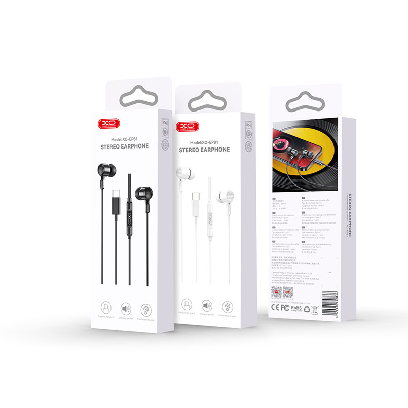 Навушники дротові XO EP81 Sunflower In-Ear Type-C чорні Львів - фото 6