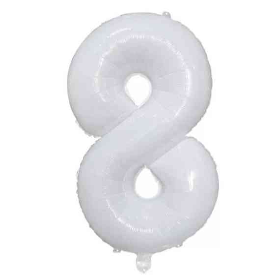 Шарик цифра 8 праздничная 32 дюйма белый Киев
