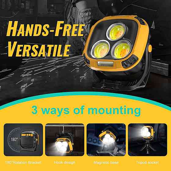 Прожектор ліхтар кемпінг W891-1-3COB(White+Yellow)+5SMD(Red) Power bank ZJ-74 Львів