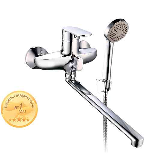 Смеситель s33 Ø40 для ванны гусак прямой 350мм дивертор встроенный картриджный AQUATICA (9733220) Киев