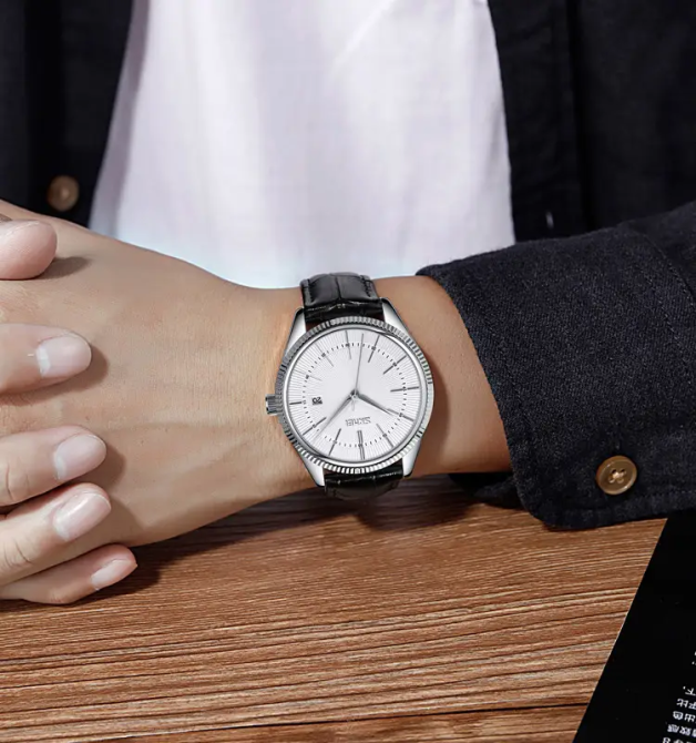 Чоловічий наручний годинник Skmei 9298 (Сріблястий з білим циферблатом) Київ - фото 4