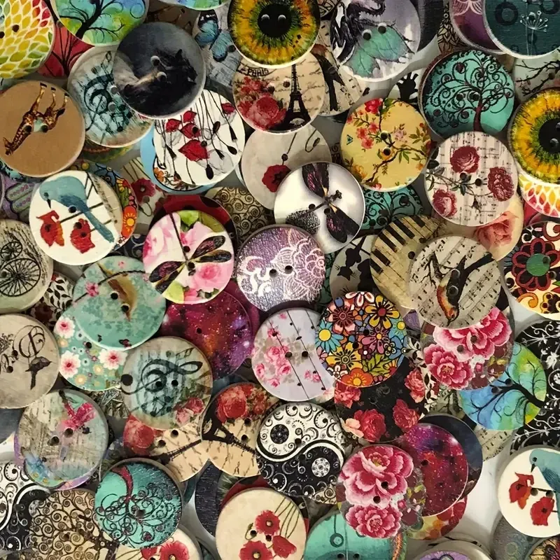 Набір дерев’яних ґудзиків 50 шт – різні розміри й кольори для шиття та декору Київ - фото 5