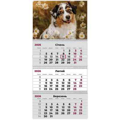 Календарь Axent настенный квартальный на 2026 г. (3 пружины) Dogs 1 (8803-26-16-A) Винница