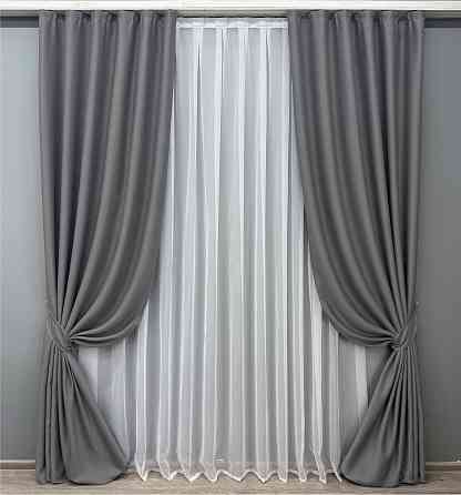 Комплект готових штор VR-Textil Bagema Rvs № 1244ш Сірий 140х290 см 2 шт (39-0063) Київ