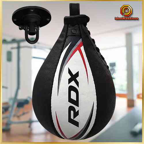 Пневмогруша боксерська RDX 2Y Speed Ball зі шкіри White/Red Тренувальна груша з кріпленням Swivel для боксу та MMA Київ