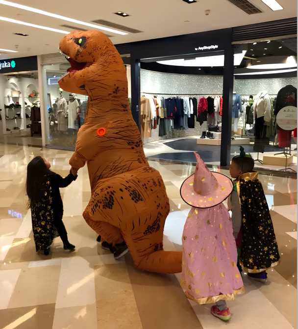 Надувной костюм Тиранозавра RESTEQ Хэллоуин Аниме Косплей, костюм динозавра T-Rex, тиранозавр (коричневый) Киев - изображение 9