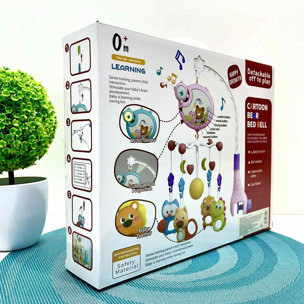 Мобіль для ліжечка зі звуковими ефектами та проектором Рожевий (368-10) Чернігів - фото 4