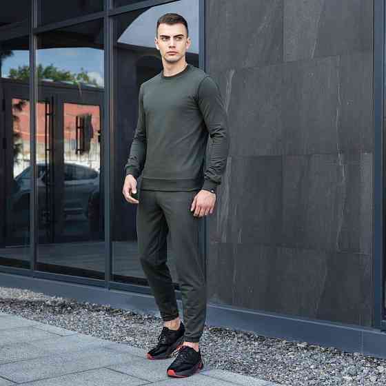 Світшот чоловічий однотонний темно-зелений Pobedov 001 Київ