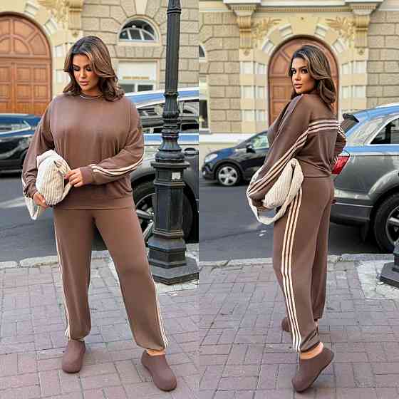 Жіночий стильний прогулянковий костюм двонитка Шоколад, 60/62 Одеса