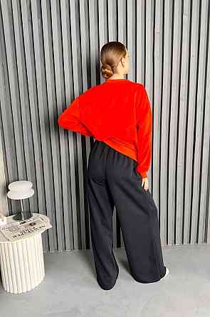 Женский стильный повседневный костюм из трехнитки диагональ Красный Одесса