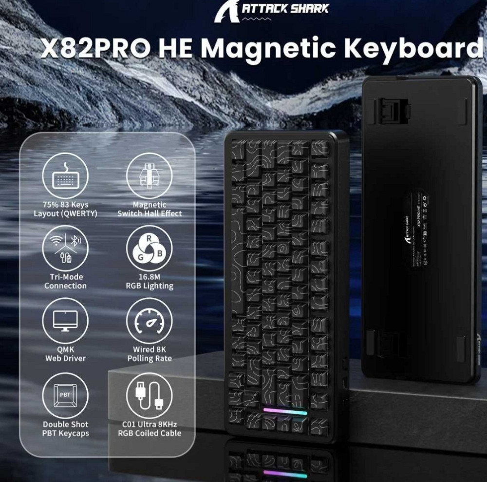 Игровая Механическая Клавиатура Attack Shark X82 Pro HE магнитные свитчи. Харьков - изображение 4
