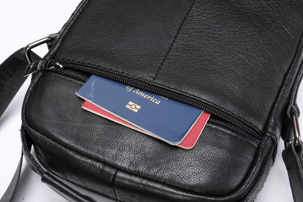 Вертикальна чоловіча сумка в щільній шкірі Чорна (Vintage) Київ - фото 3