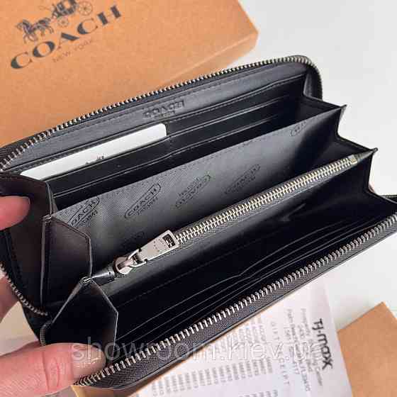 Мужской брендовый кошелек на молнии Coach (1380) black Киев