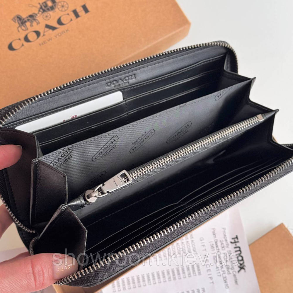 Мужской брендовый кошелек на молнии Coach (1380) black Киев - изображение 5