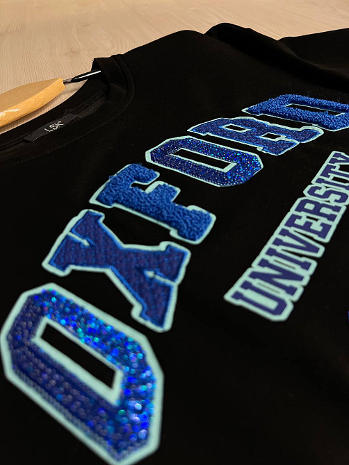 Свитшот женский LSK 6011 удлиненный оверсайз туника с вышивкой Oxford, черный, one size Киев - изображение 14