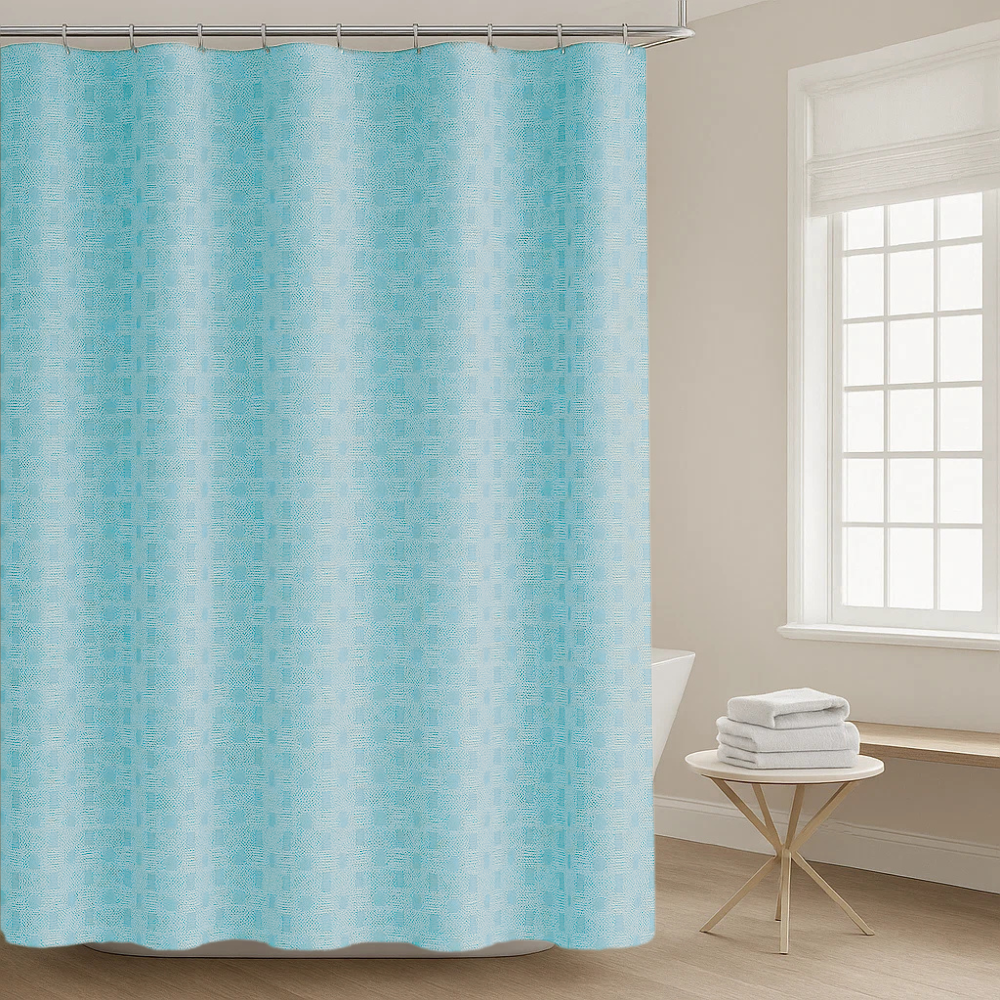 Набір шторка для ванної та душу з підкладкою, подвійна 178x183 см, штора для ванної з гачками, візерунок бірюзовий Кам'янець-Подільський - фото 2