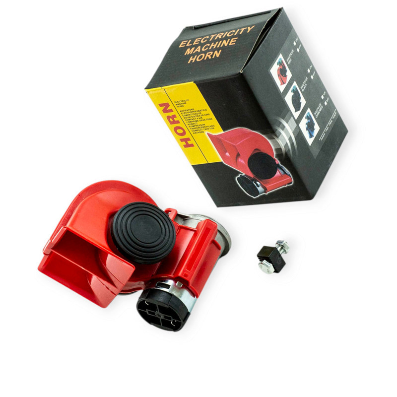 Сигнал повітряний равлик Nautilus 12V з компрессором 2 тони червоний Мукачево - фото 1